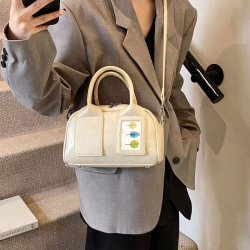 Korean New High-end Luxury Pillow Bag Brand Designer Versatile Commuter Shiny Leather Messenger Handbag Girl Japanes Student Bag