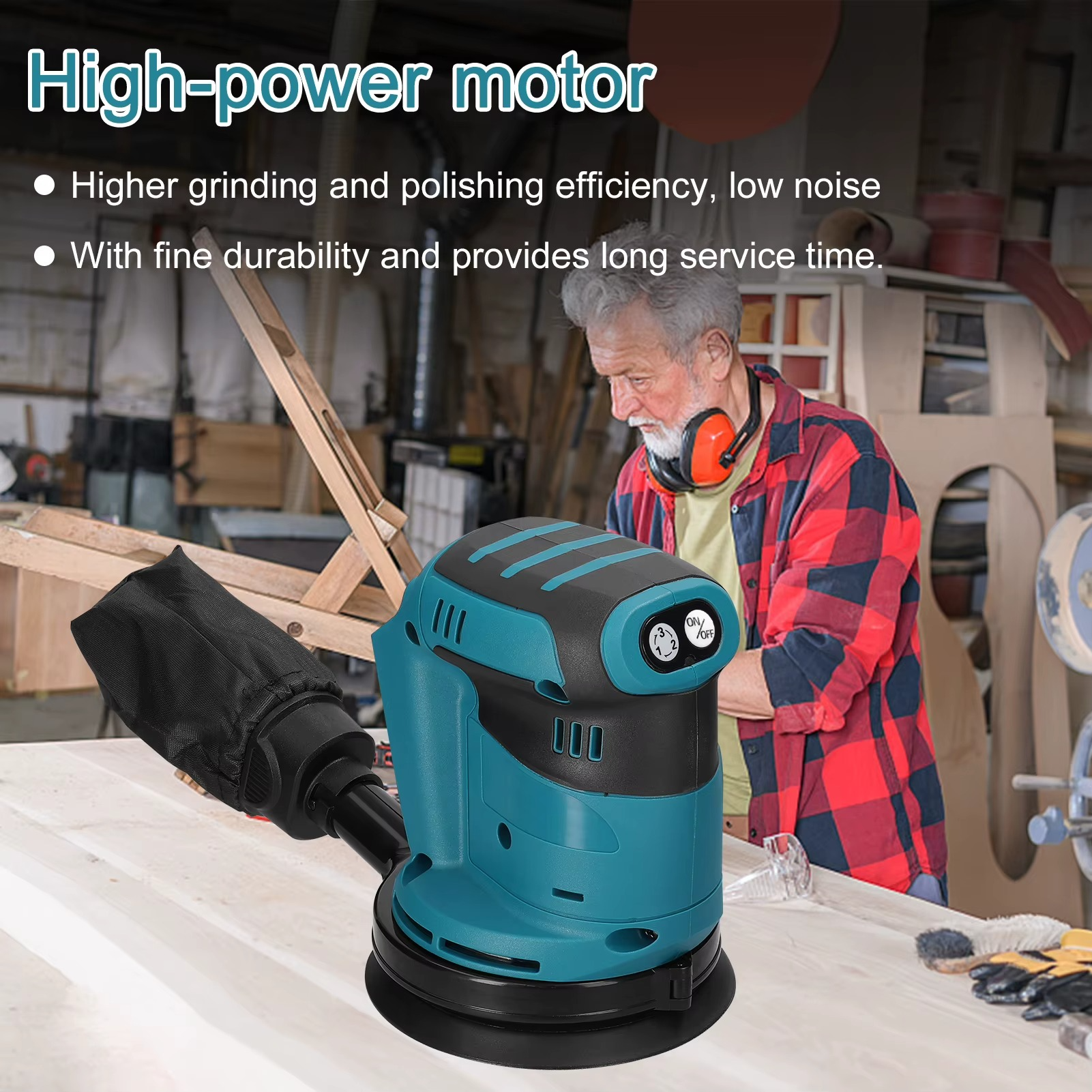 125mm 3 Speed Brush Motor Cordless Orbital Sander Wood Grinder Electric Car Polisher Waxing Polishing Grinding Sanding Machine