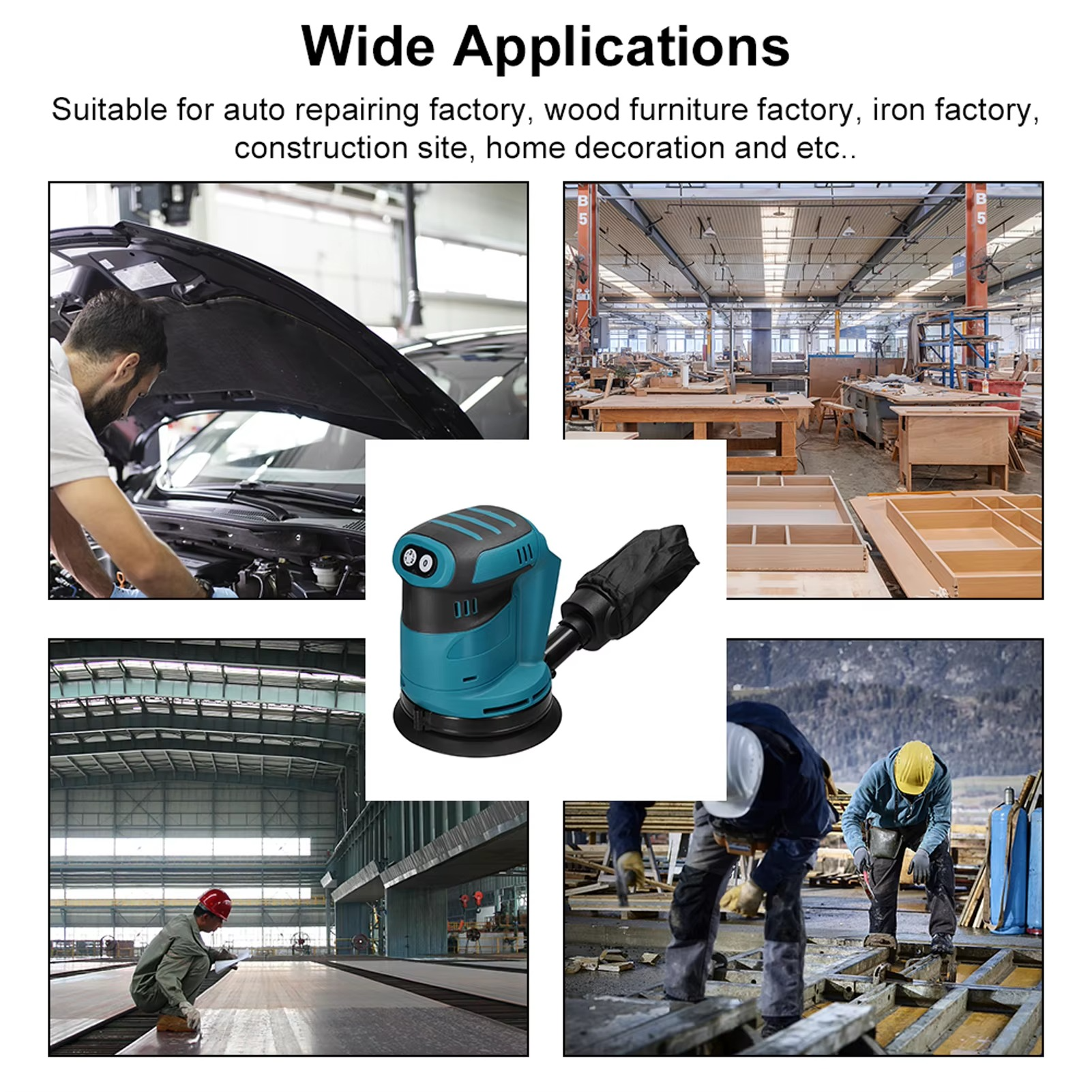 125mm 3 Speed Brush Motor Cordless Orbital Sander Wood Grinder Electric Car Polisher Waxing Polishing Grinding Sanding Machine