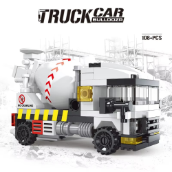 NEW Heavy Engineering Cement Mixer Fire Engine Mini Loader Truck Police Car Classic Model Building Blocks Sets Bricks Toy City