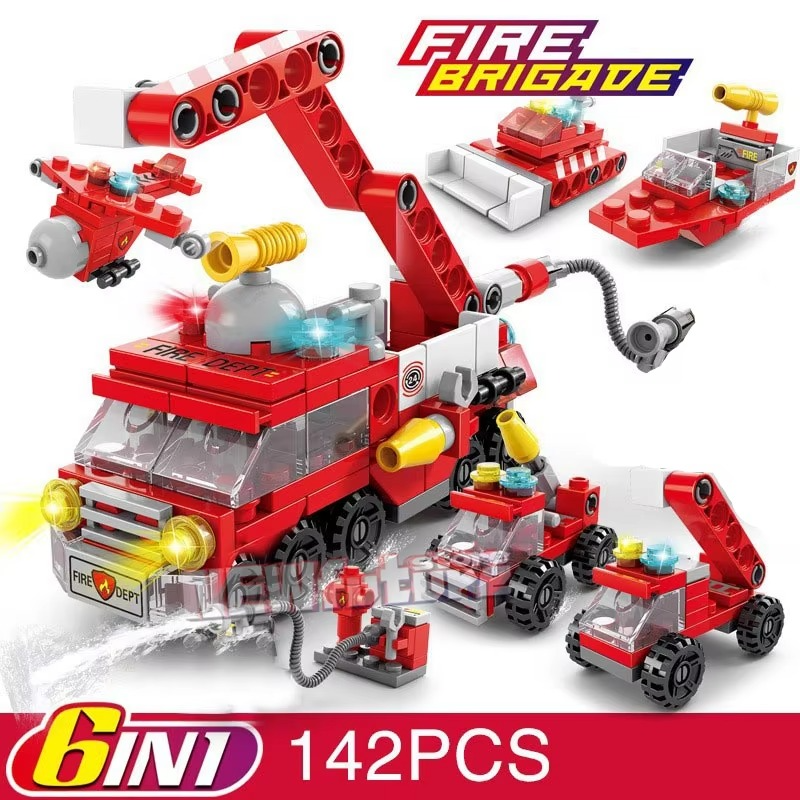 NEW Heavy Engineering Cement Mixer Fire Engine Mini Loader Truck Police Car Classic Model Building Blocks Sets Bricks Toy City