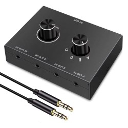 4 Way 3.5mm Jack Audio Switcher Stereo Bi-Directional Audio Switch Splitter Box 4 In 1 Out / 4 In 1 Out with Mute Button