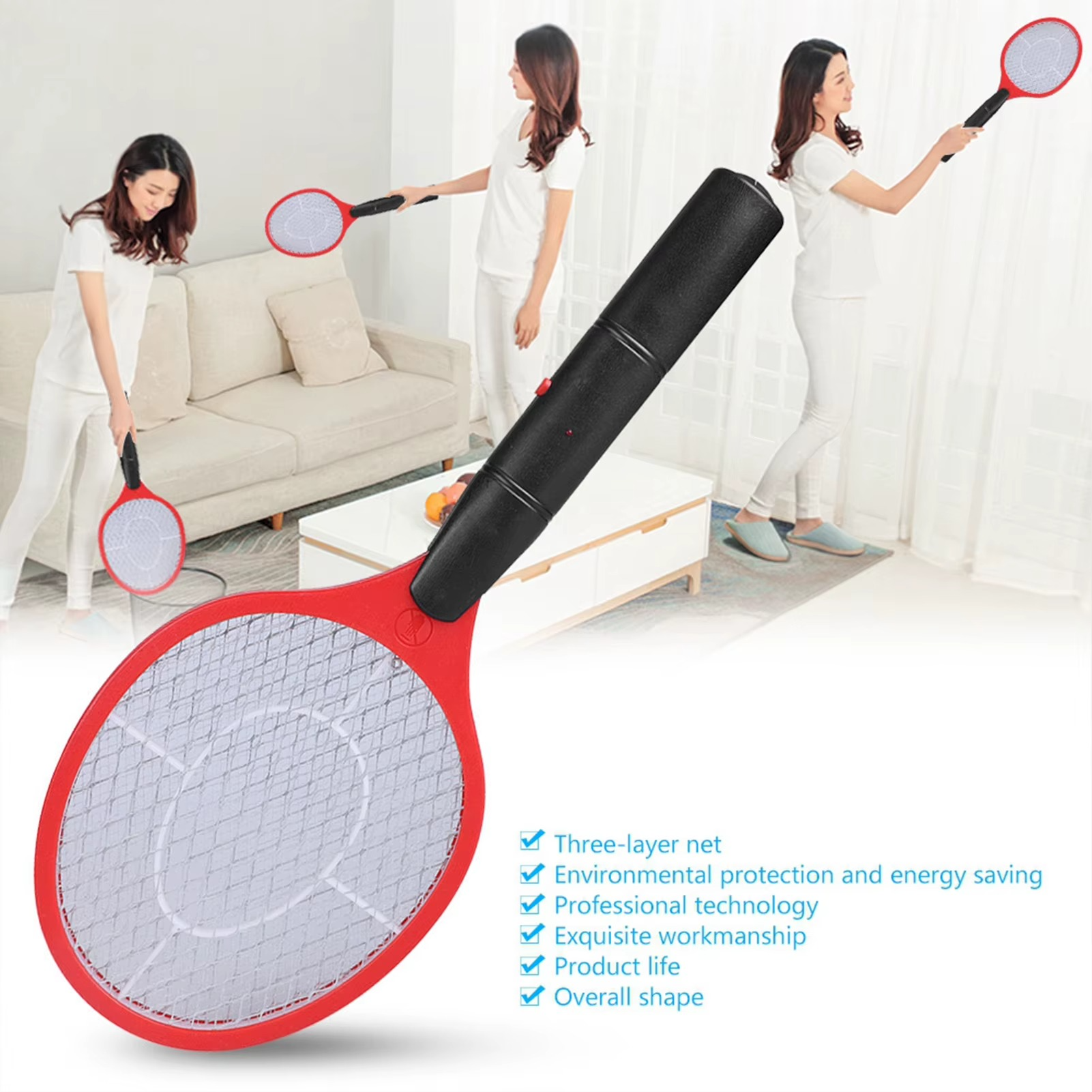 Electric Mosquito Swatter Cordless Battery Power Electric Fly Mosquito Swatter Bug Racket Insects Killer