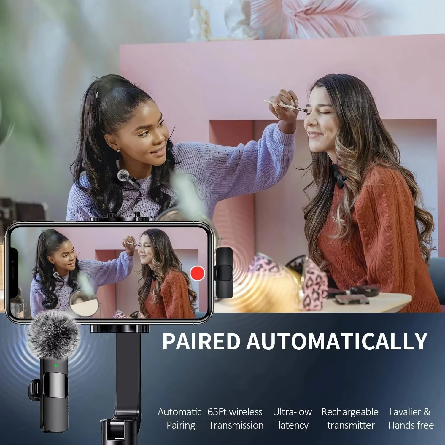 Wireless Lavalier Microphone Audio Video Recording