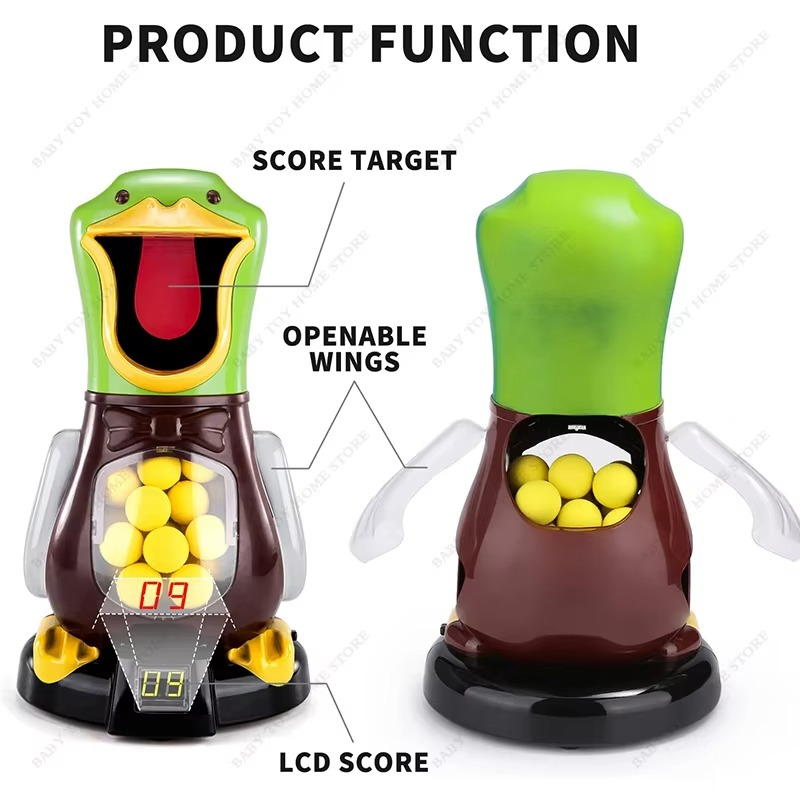 Hungry Shooting Duck Toys Air-powered Gun Soft Bullet Ball With Light Electronic Scoring Battle Games Funny Gun Toy For Kids