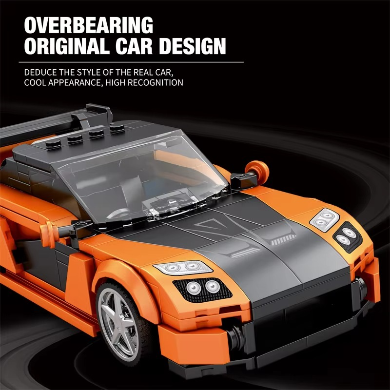 390PCS RX7 Sports Car Building Block Creative City Vehicle Classic Car Model Bricks Desktop Display Toys For Kids Holiday Gifts