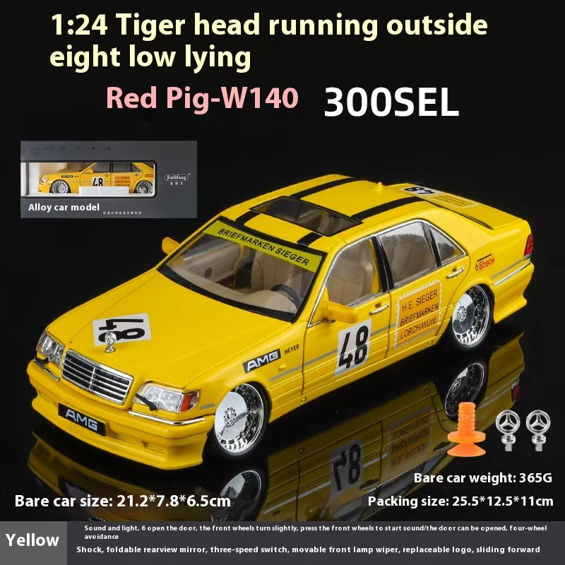 1:24 Benz S W140 320SEL Modified Version Super Racing Car Alloy Metal Diecast Model Car Collecting Hobbies Ornaments