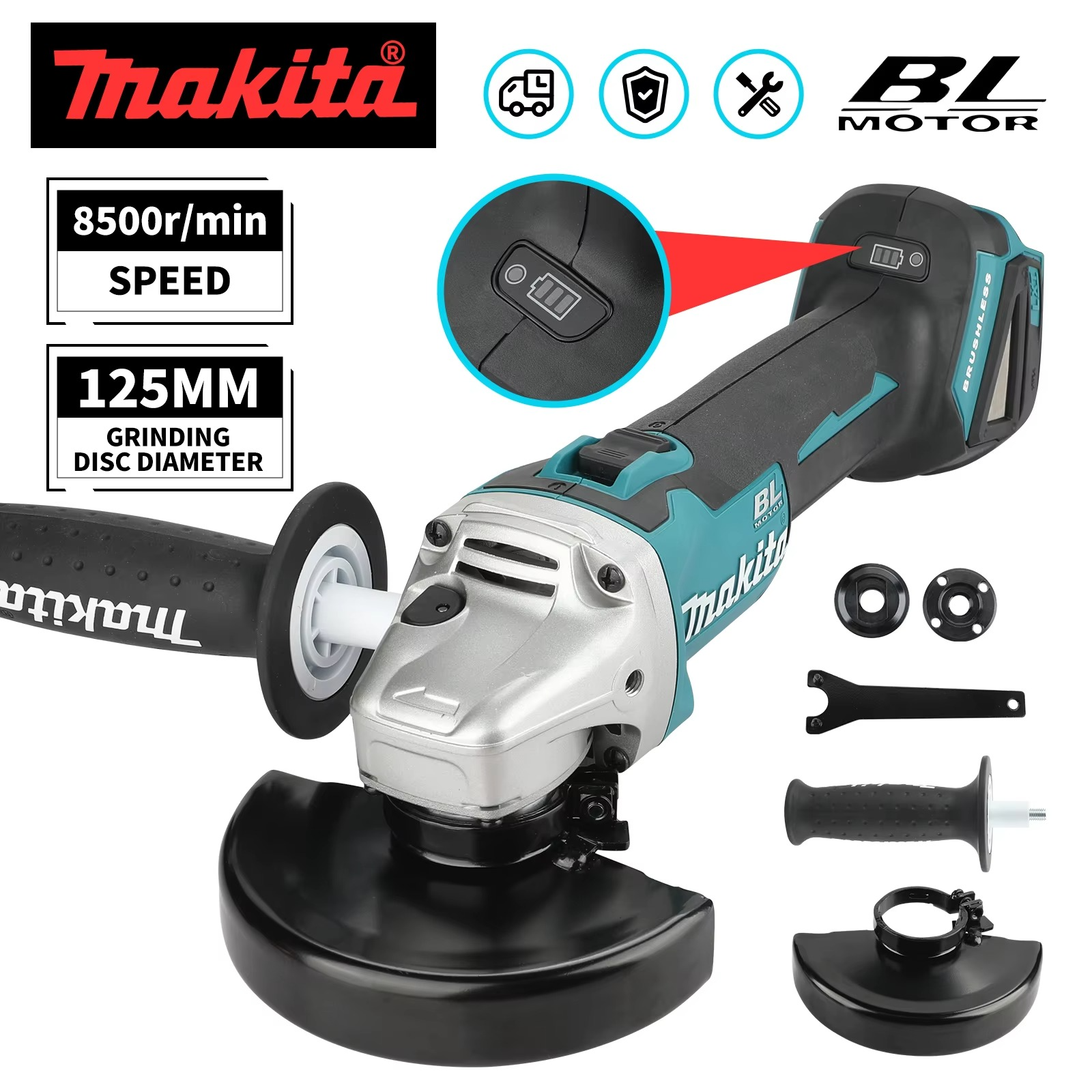 Makita DGA504 18V 6.0Ah 125mm Brushless Lithium Battery Angle Grinder
