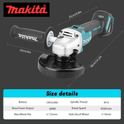 Makita DGA504 18V 6.0Ah 125mm Brushless Lithium Battery Angle Grinder
