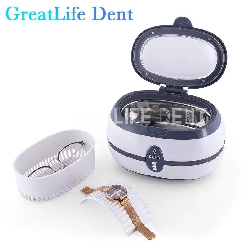 GreatLife Dent Plastic 600ml Round Tooth Glasses Ultrasonic Jewelry Cleaner Machine Jewelry Teeth Mini Ultrasonic Cleaner