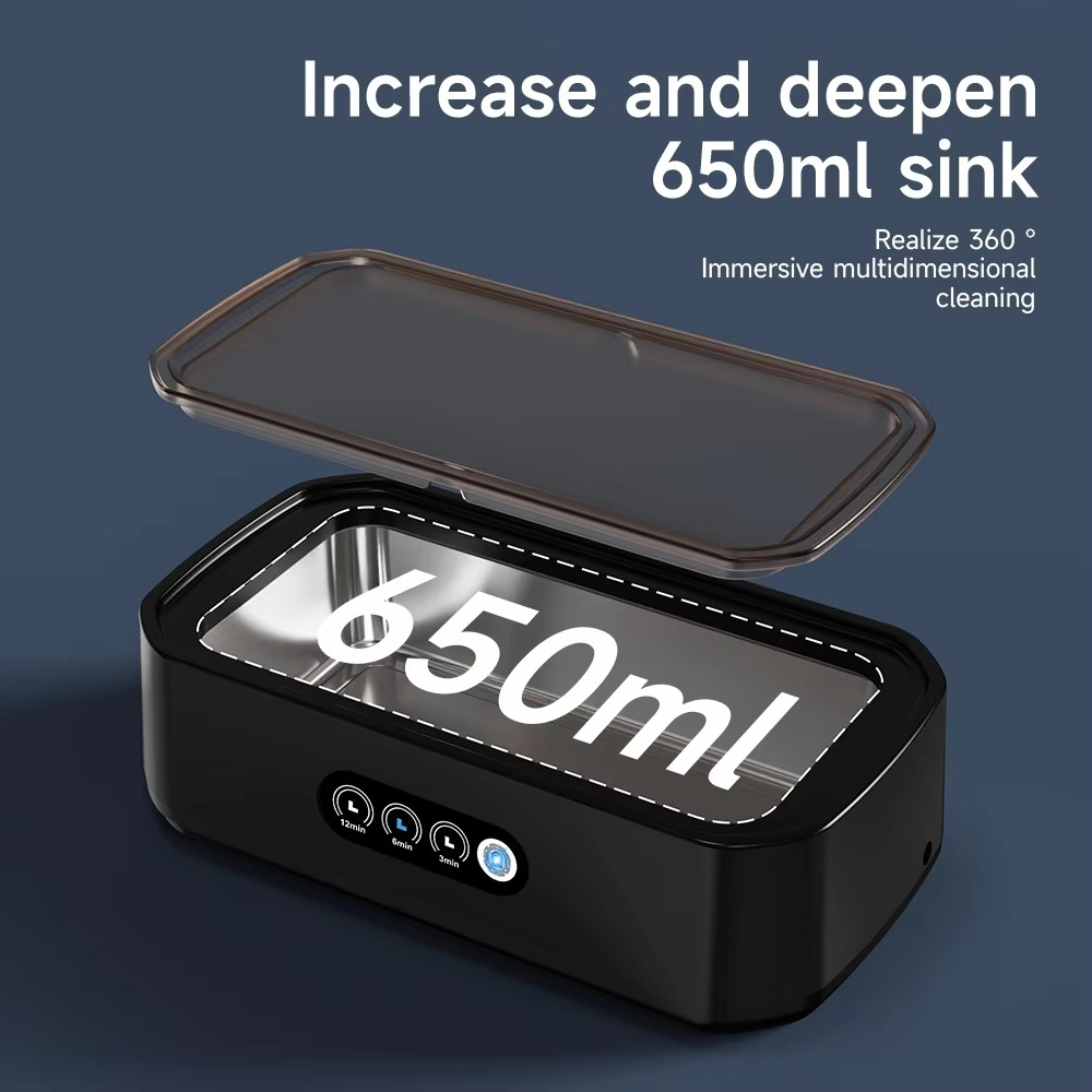 Ultrasonic Cleaner Machine Eyeglass 650ml Mini High-frequency Vibration Cleaning For Glasses Jewelry Denture Pacifier