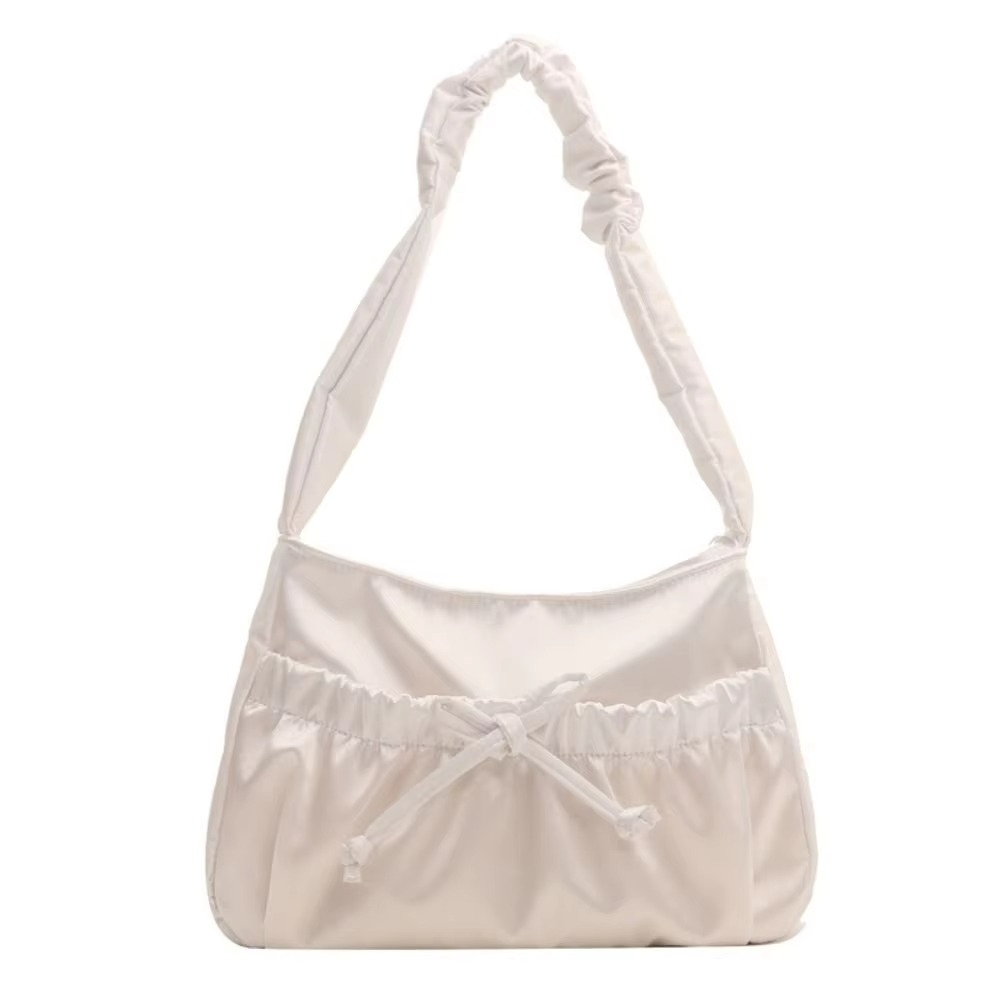 Cool Satin Pleated Hand Bag Bow Korean Style INS Shoulder Bag Luxury Portable Fashion Underarm Bag Outdoor