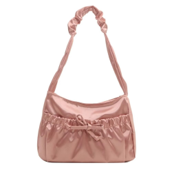 Cool Satin Pleated Hand Bag Bow Korean Style INS Shoulder Bag Luxury Portable Fashion Underarm Bag Outdoor