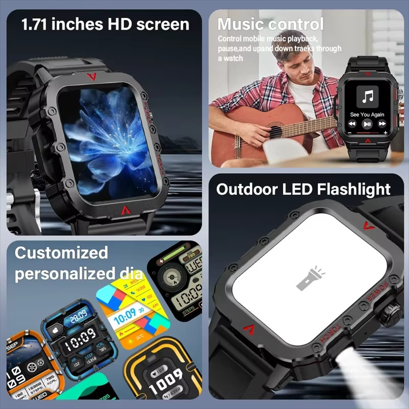 2025 Sports Smart Watch 1.71" Health Smartwatch For Man Woman Blood Oxygen BT Talking Watch For Iphone 16 Xiaomi Huawei Sony