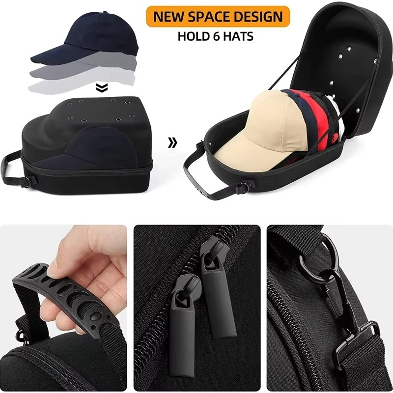 Portable Travel Hat Carrier Case Sport High Quality Storage Box Display EVA Carrying Bags Solid Color Unisex Baseball