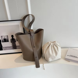 Retro PU Leather Shoulder Crossbody Bag for Women Popular Designer Fashion Female Large Capacity Bucket Handbags Underarm Bag