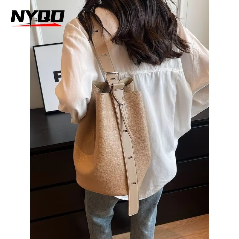 Retro PU Leather Shoulder Crossbody Bag for Women Popular Designer Fashion Female Large Capacity Bucket Handbags Underarm Bag