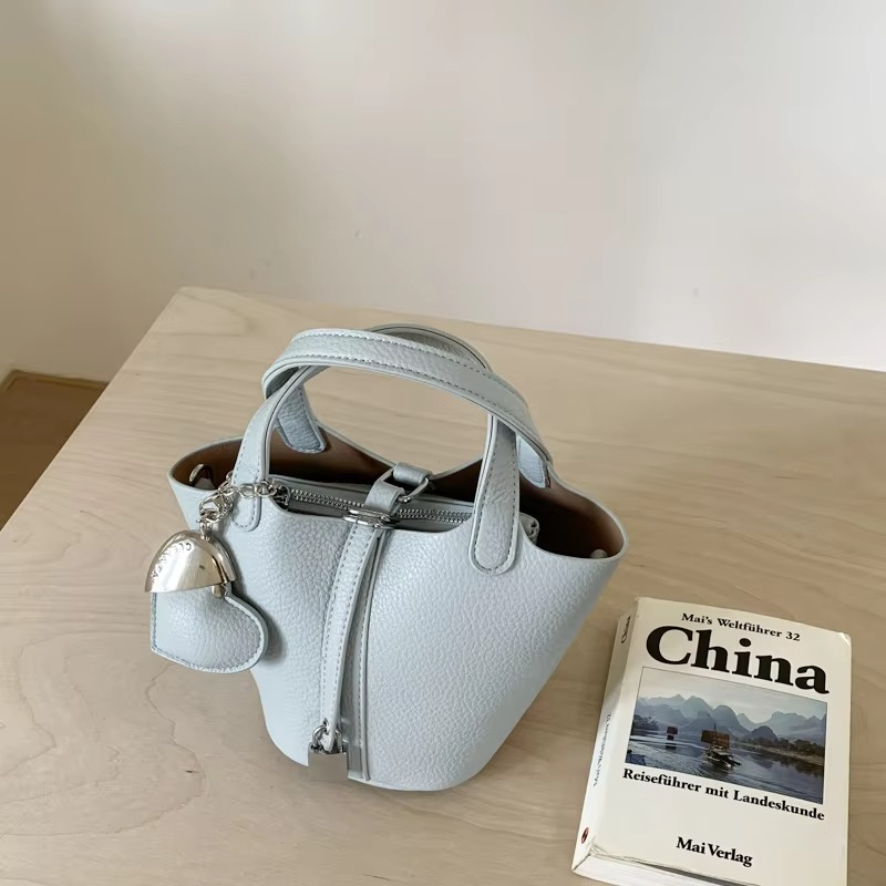 Niche Design Mini Bucket Bags for Women 2025 New PU Leather Crossbody Bag Female Daily Out Handle Basket Bags