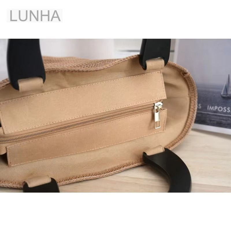 Women's Stylish Hat-Shaped Straw Woven Handbag Summer Beach Tote Bag Handmade Wheat Straw Bucket Bag for Holiday Travel