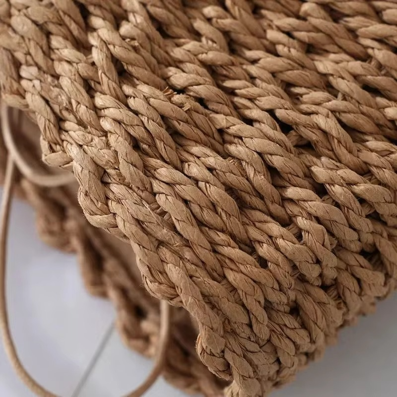 2024 New Handheld Straw Woven Bag for Women Handmade Portable Handbag Large Capacity Beach Bag Handheld Money Bag Moon Bag