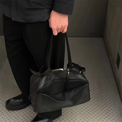 Genuine Leather Luxury Handbag Brand Lychee Pattern Bowling Bag High-end Shoulder Bag Versatile Casual Business Underarm Bag New