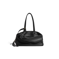 Genuine Leather Luxury Handbag Brand Lychee Pattern Bowling Bag High-end Shoulder Bag Versatile Casual Business Underarm Bag New