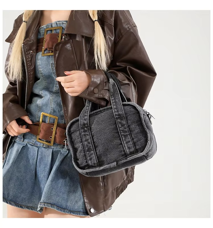Crossbody Forest Series Small Square Bag for Women 2024 New Fashion Washed Denim Handbag, Single Shoulder Mobile Phone Bag