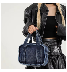 Crossbody Forest Series Small Square Bag for Women 2024 New Fashion Washed Denim Handbag, Single Shoulder Mobile Phone Bag
