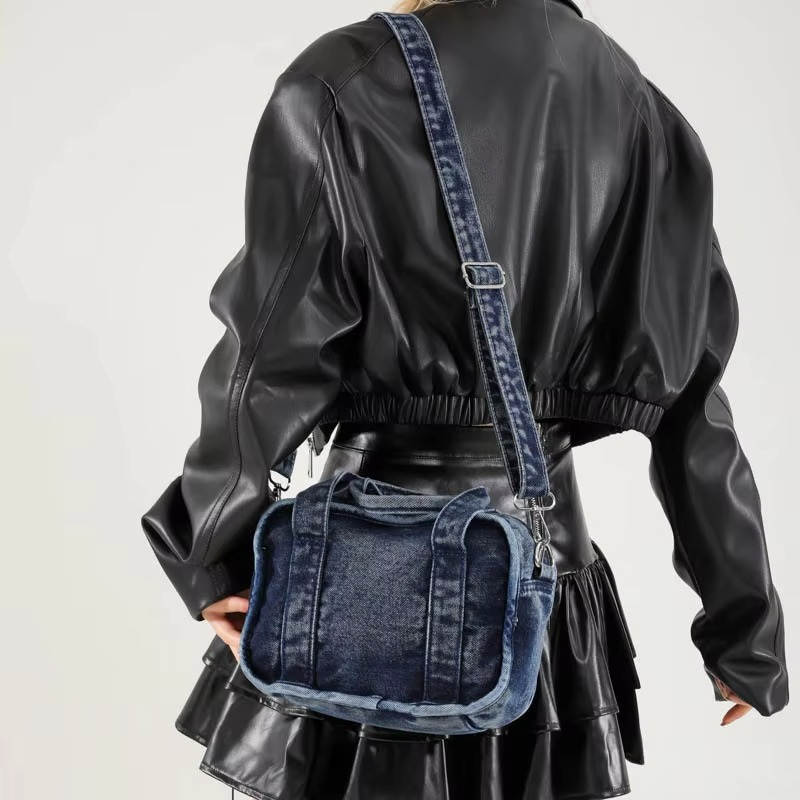 Crossbody Forest Series Small Square Bag for Women 2024 New Fashion Washed Denim Handbag, Single Shoulder Mobile Phone Bag