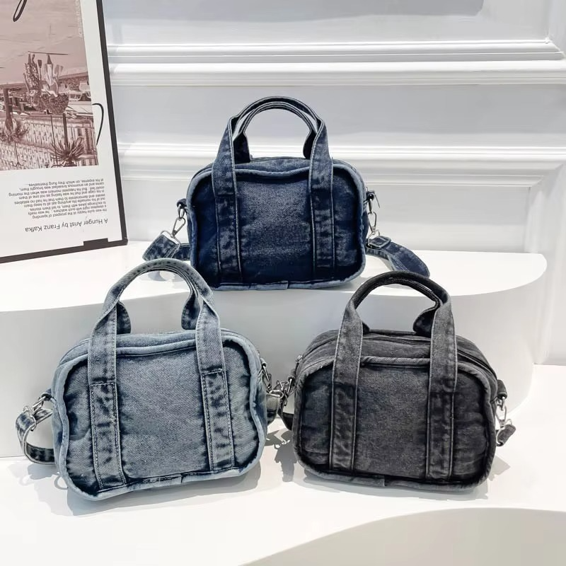 Crossbody Forest Series Small Square Bag for Women 2024 New Fashion Washed Denim Handbag, Single Shoulder Mobile Phone Bag