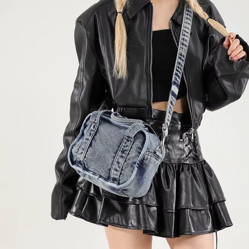 Crossbody Forest Series Small Square Bag for Women 2024 New Fashion Washed Denim Handbag, Single Shoulder Mobile Phone Bag