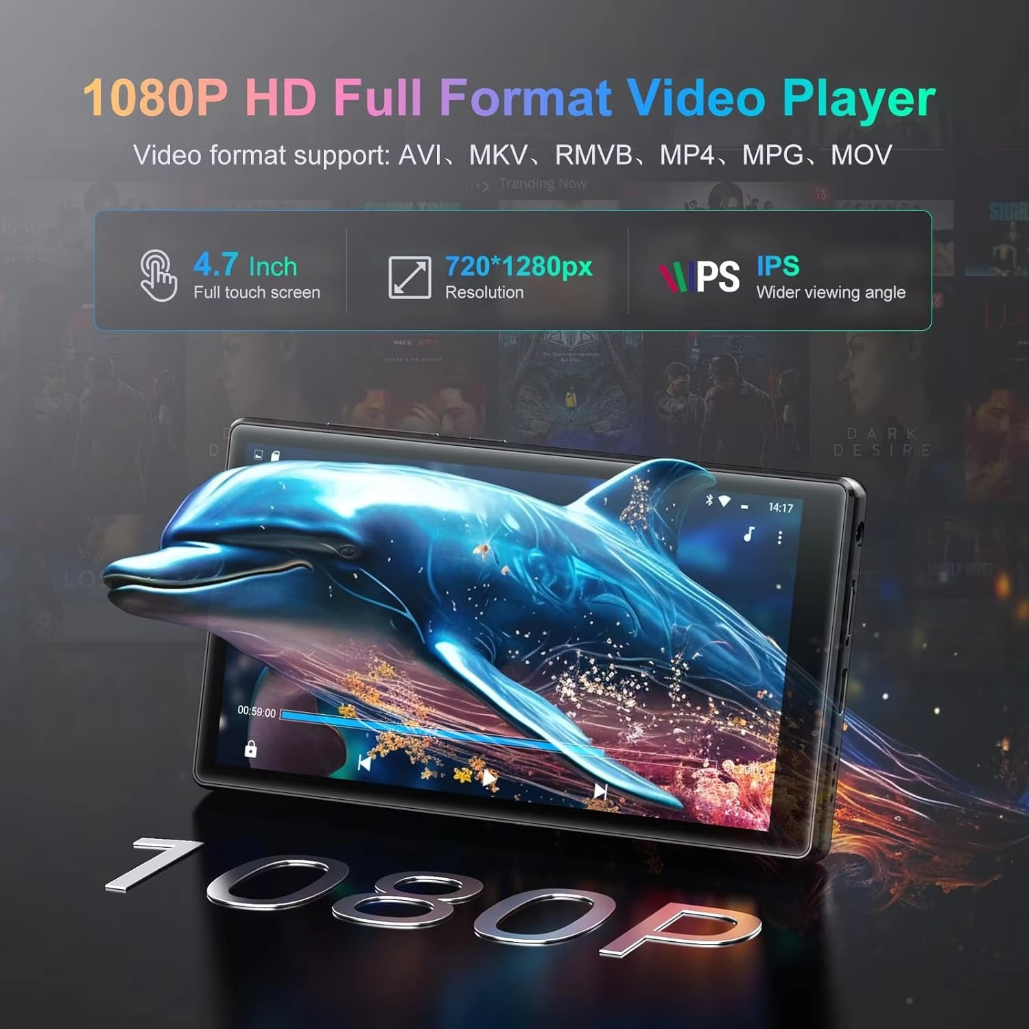 1080P Android 13.0 4.7-inch 96GB (64GB+32GB) MP3/MP4 player with Bluetooth and WiFi, up to 1TB178.12