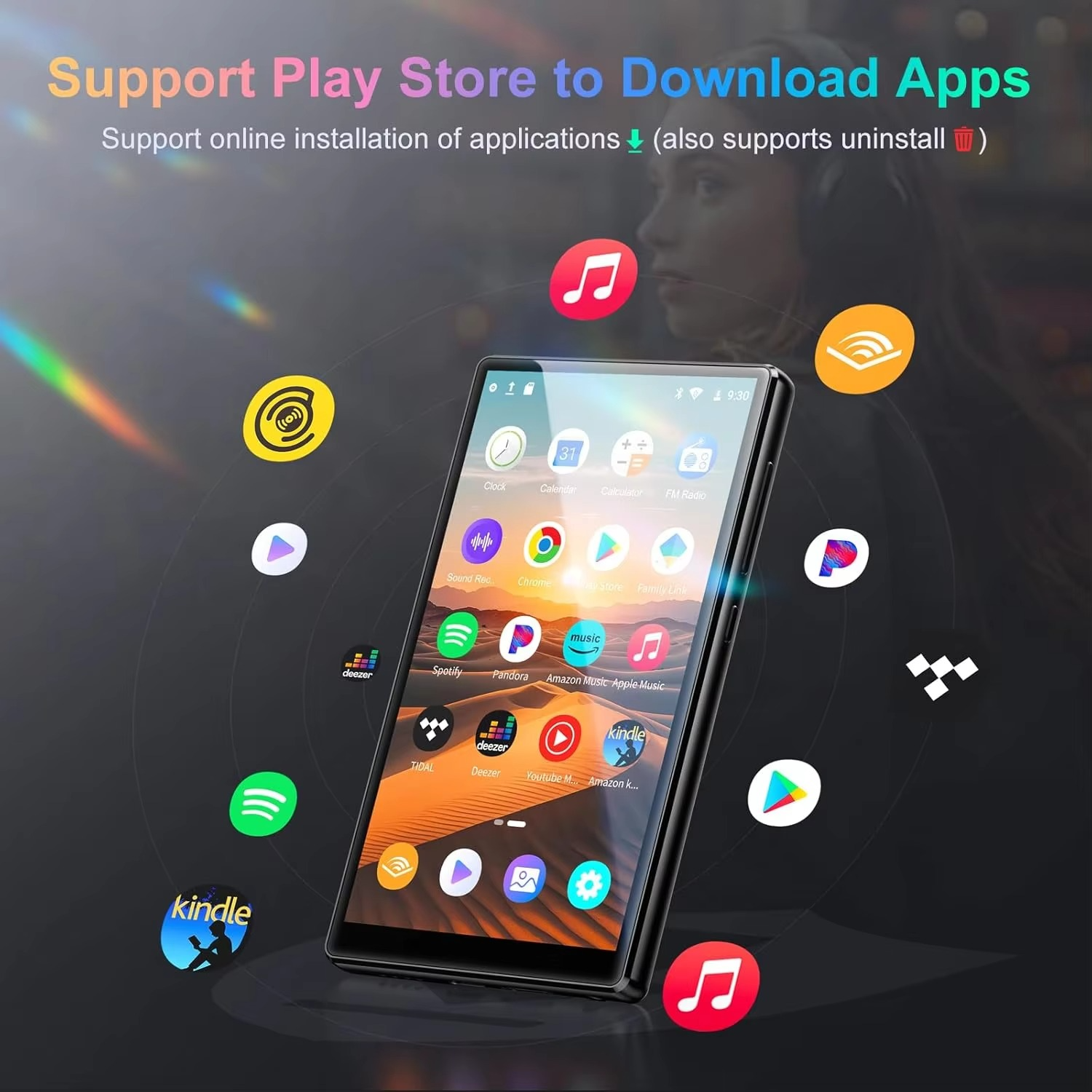 1080P Android 13.0 4.7-inch 96GB (64GB+32GB) MP3/MP4 player with Bluetooth and WiFi, up to 1TB178.12