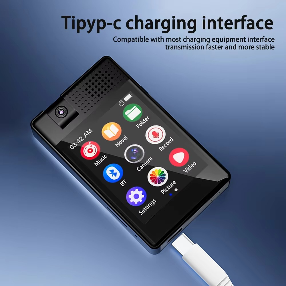 Bluetooth 5.3 MP3 Music Player Built-in Speaker 2.5 Inch Full Touch Screen HIFI Walkman With E-book/Pedometer