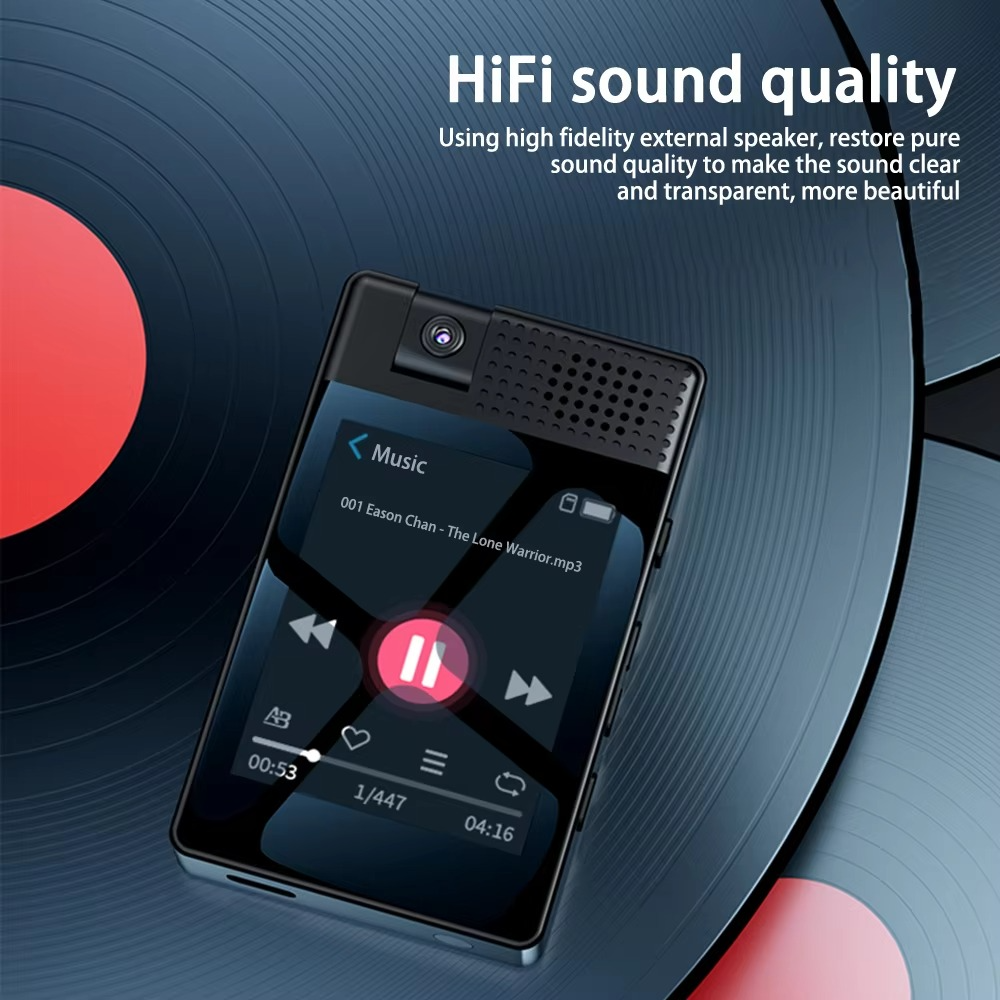 Bluetooth 5.3 MP3 Music Player Built-in Speaker 2.5 Inch Full Touch Screen HIFI Walkman With E-book/Pedometer