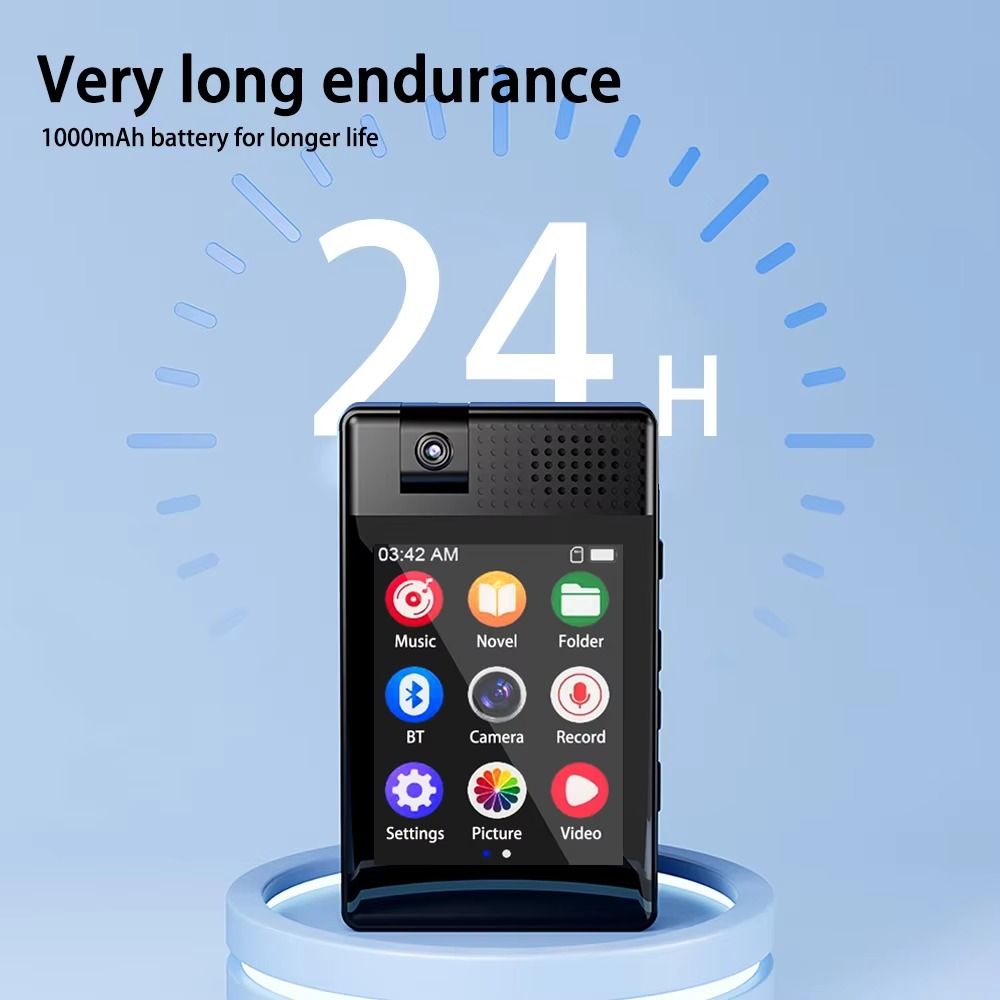 Bluetooth 5.3 MP3 Music Player Built-in Speaker 2.5 Inch Full Touch Screen HIFI Walkman With E-book/Pedometer
