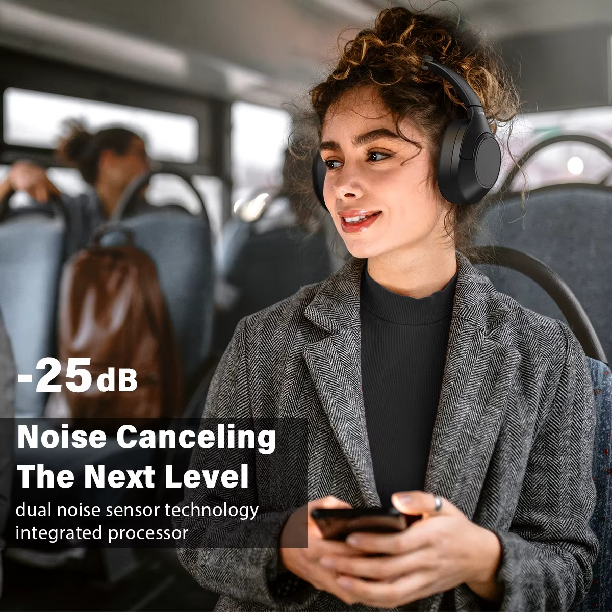 FIFINE Bluetooth wireless headset,Noise Canceling Headphones with Transparency Mode,Deep Bass,Clear Calls,80H Playtime -X3