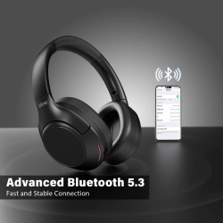 FIFINE Bluetooth wireless headset,Noise Canceling Headphones with Transparency Mode,Deep Bass,Clear Calls,80H Playtime -X3