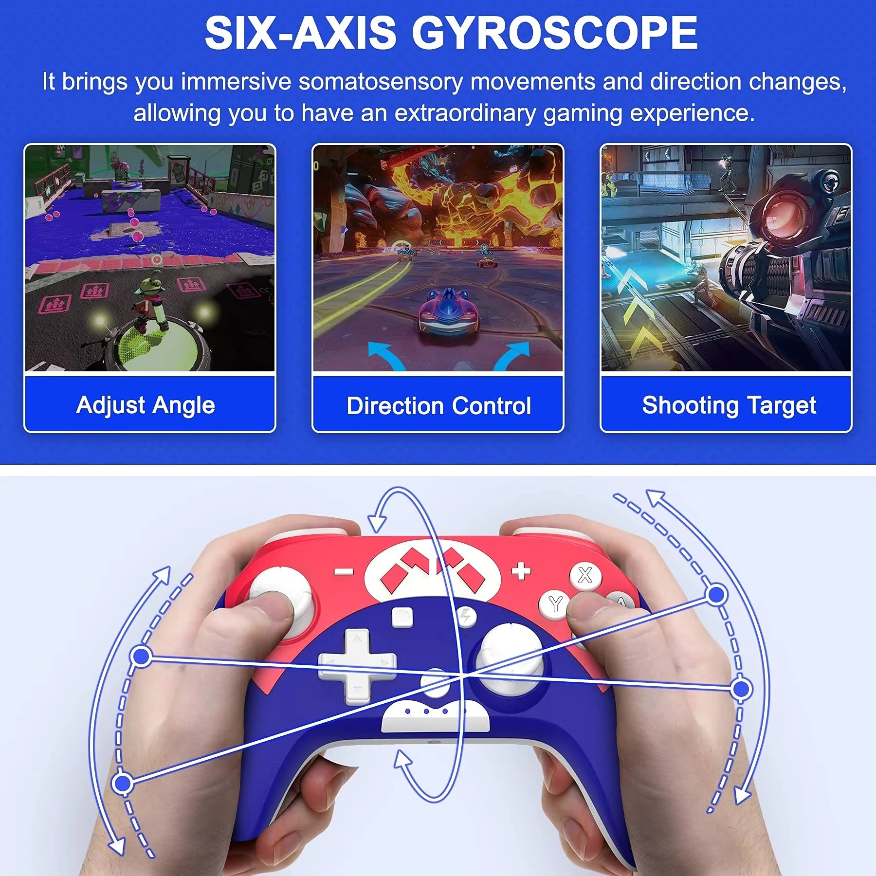 Wireless Switch Pro Controller for Switch 1/Switch 2/Lite/OLED, Bluetooth Control with Turbo/6-axis Gyro/Vibration