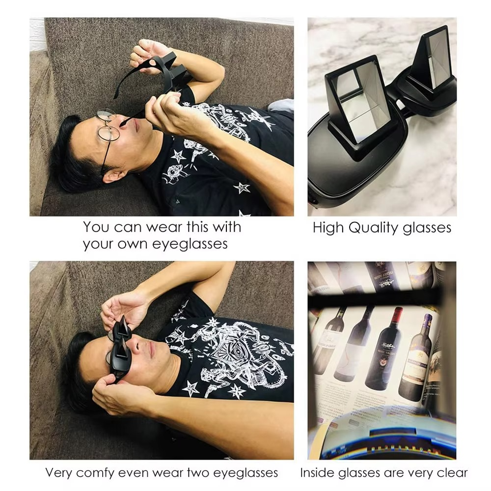 Amazing Lazy Creative Periscope Horizontal Reading Books Sit Glasses On Bed Lie Down View TV Myopia Usable Prism Spectacles