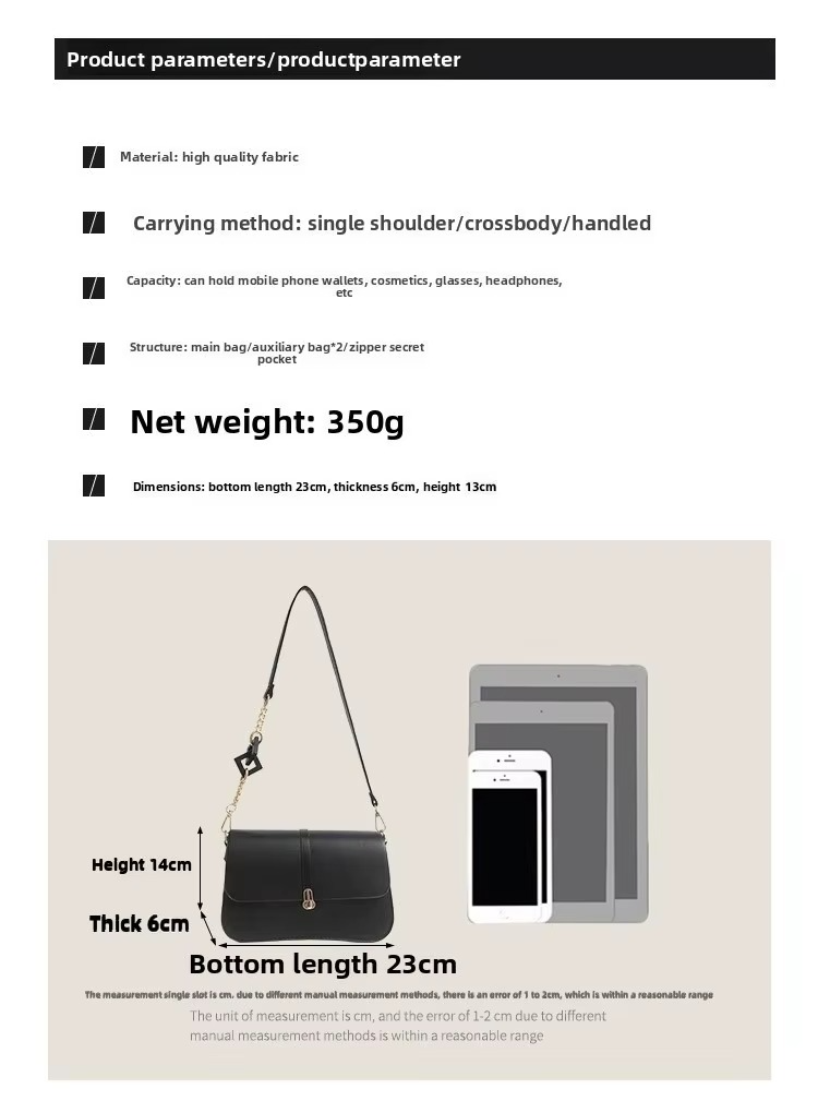 2025 summer new high-quality texture baguette bag fashionable light luxury chain underarm saddle bag versatile shoulder bag