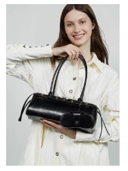 2025 New Genuine Leather Women's Shoulder Bag luxury Cowhide ladies handbag baguette bag female Commuter Shopping Underarm Bag