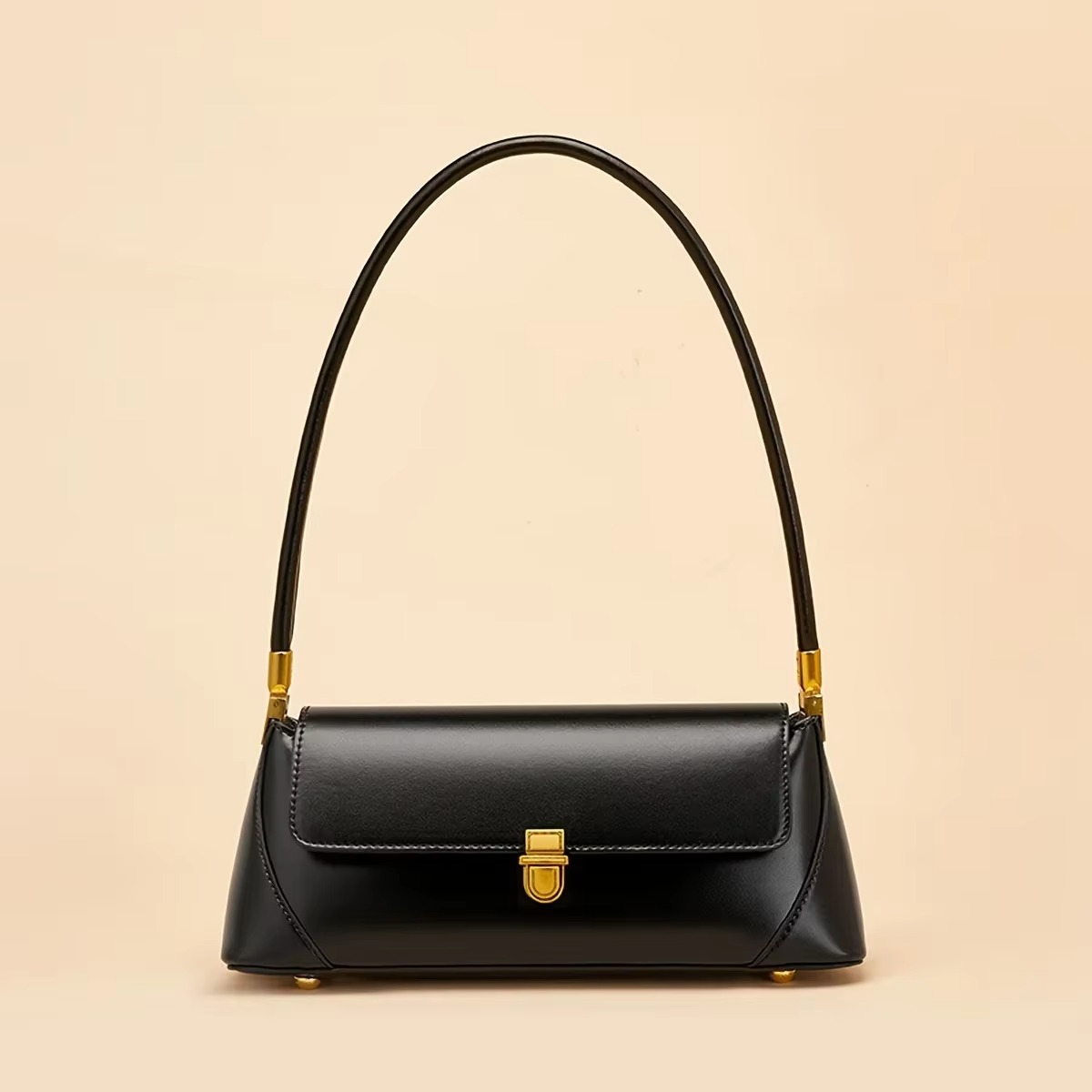 Vintage Women's Bag PU Material Shoulder Bag French Baguette Underarm Bag Hundred Commuting Handbag