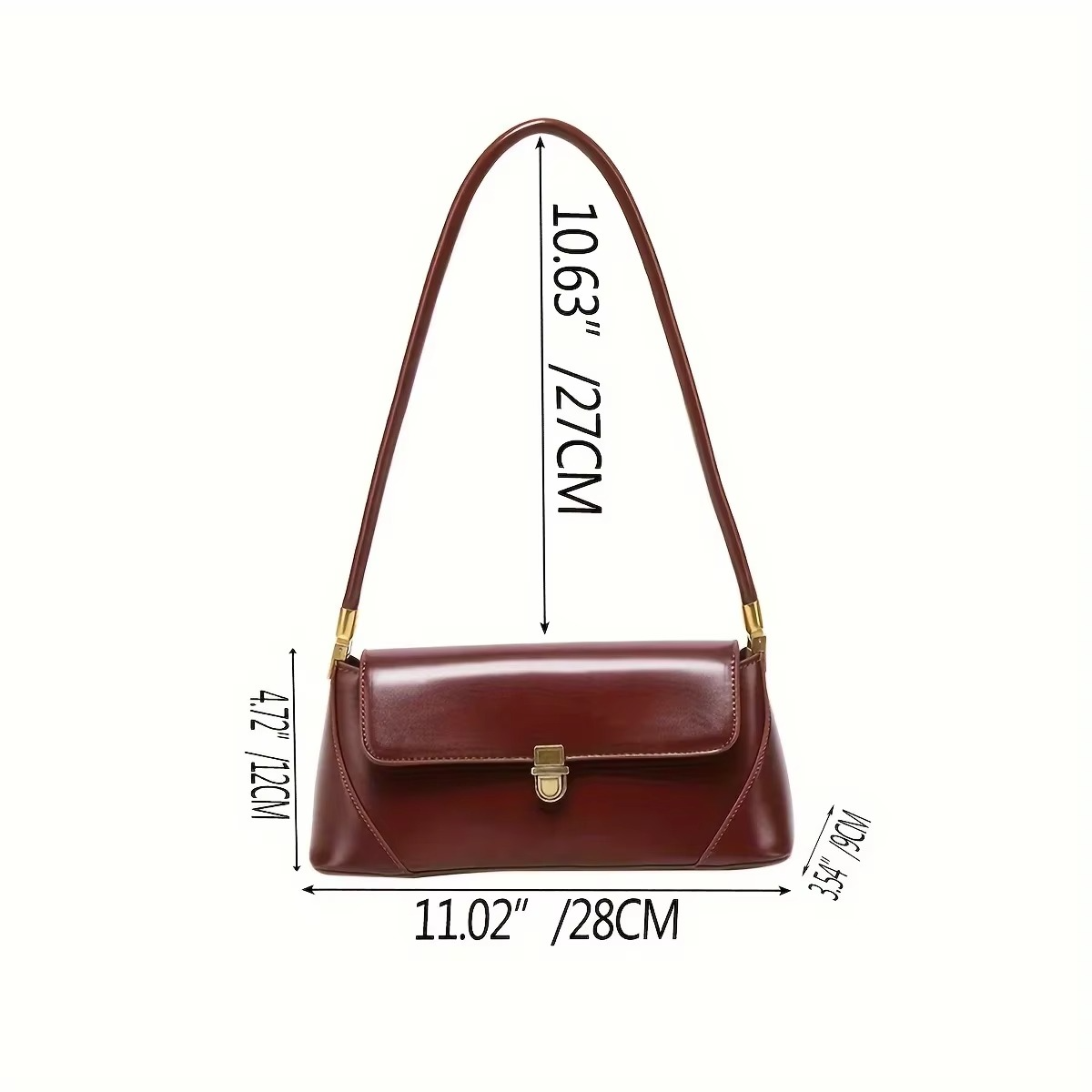 Vintage Women's Bag PU Material Shoulder Bag French Baguette Underarm Bag Hundred Commuting Handbag