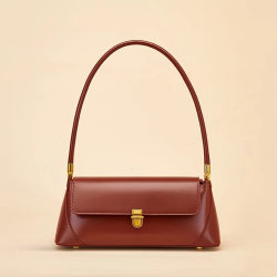 Vintage Women's Bag PU Material Shoulder Bag French Baguette Underarm Bag Hundred Commuting Handbag