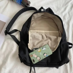 Backpacks Women Solid Black Large Capacity Backpack Trendy Harajuku Casual Zipper Waterproof Bag Students Japanese Style Mochila