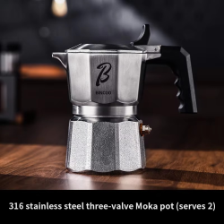Bincoo Three Valve Mocha Pot – Premium 316 Stainless Steel Espresso Maker