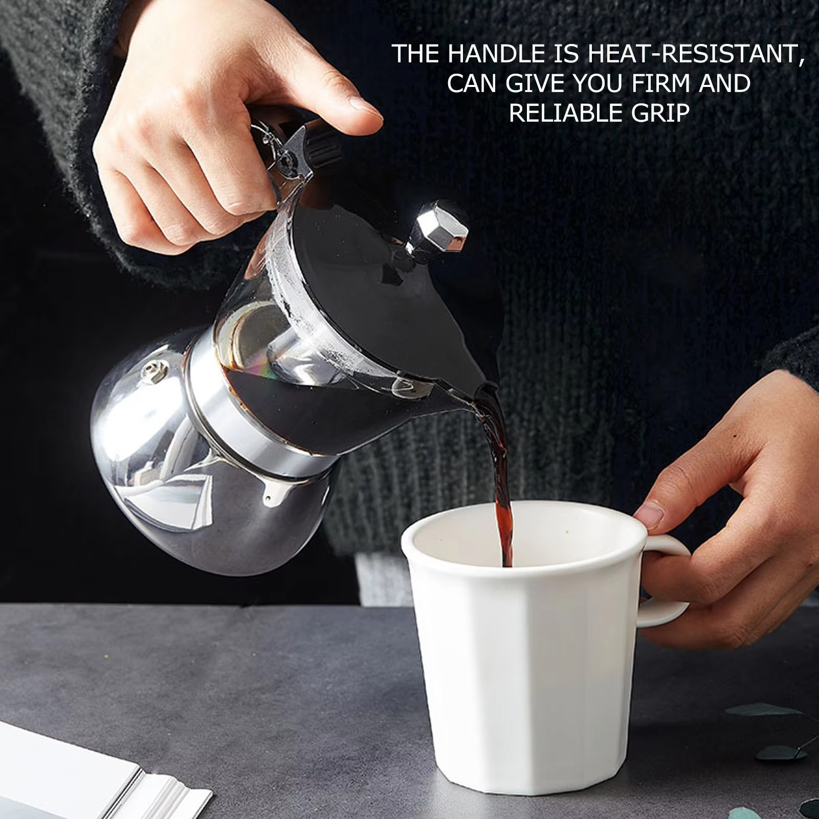 Bincoo Three Valve Mocha Pot – Premium 316 Stainless Steel Espresso Maker