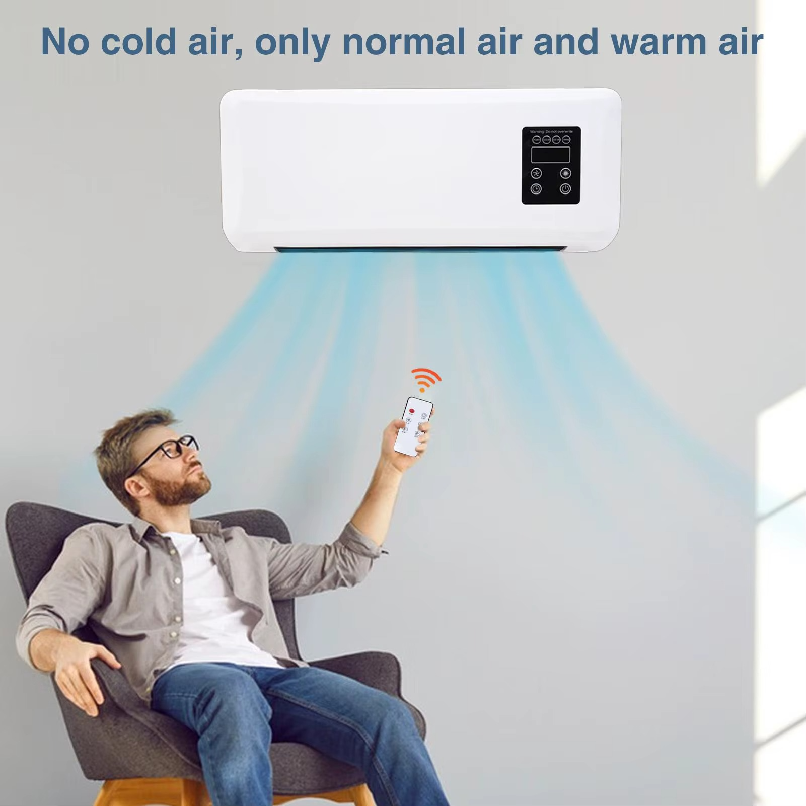 Portable Ductless Air Conditioner Wall mounted Air Conditioner blowing and heating with Remote Control for Apartment Dormitory