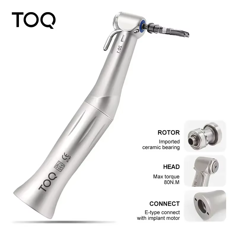 Dental Turbine 20:1 Implant Push Button Contra Angle Low Speed Air Handpiece Precision Power Implant Procedures Dentistry Tools